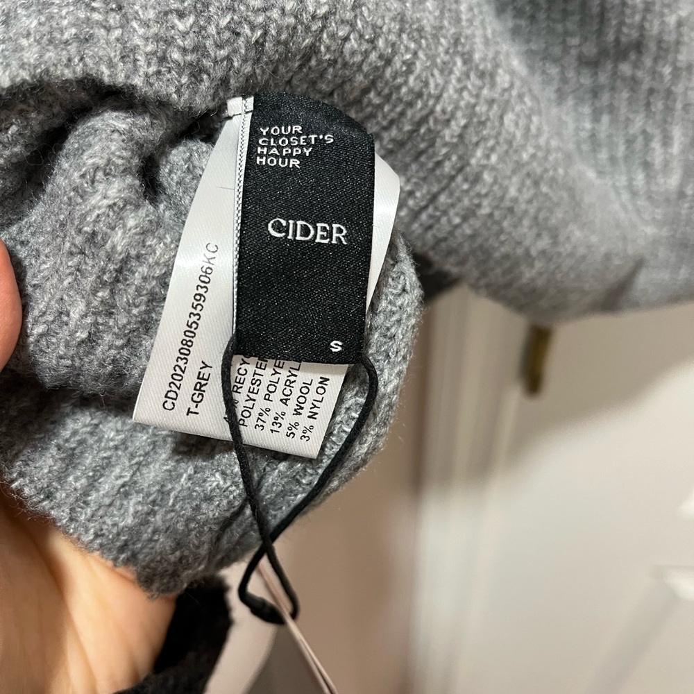 CIDER WOOL-BLEND COLLAR SOLID ZIPPER KNITTED SWEATER - Picture 6 of 7